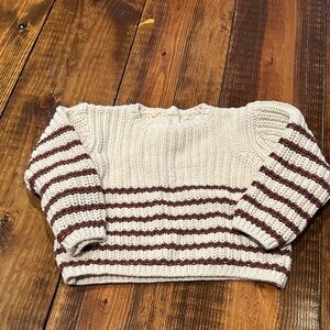 Quincy Mae Cream and Brown Striped Sweater